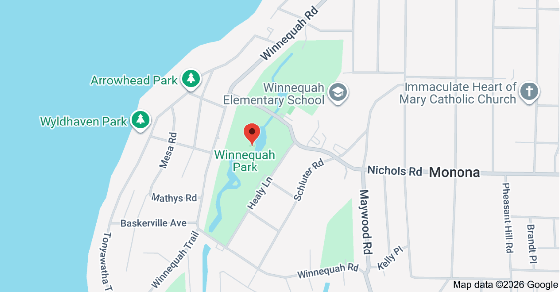 map of winnequah park with a pin at 1055 Nichols Rd